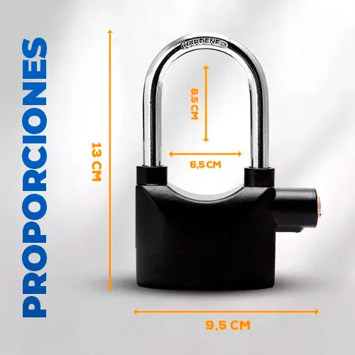 AlarLock™ - Incluye 6 Baterías y 3 Llaves👌 - Candado Anti Robo Con Alarma🔒