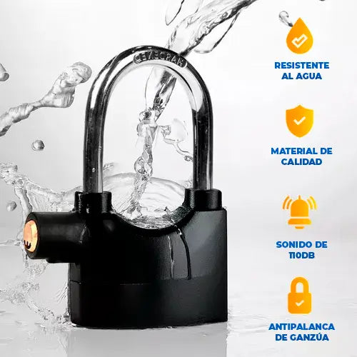 AlarLock™ - Incluye 6 Baterías y 3 Llaves👌 - Candado Anti Robo Con Alarma🔒